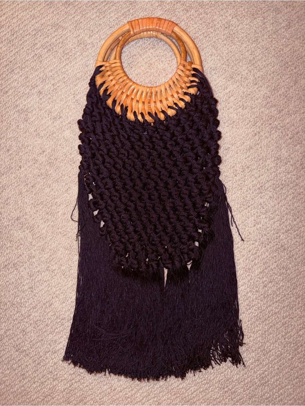 Zara Basic Collection Brand Black Knitted Crochet Handbag